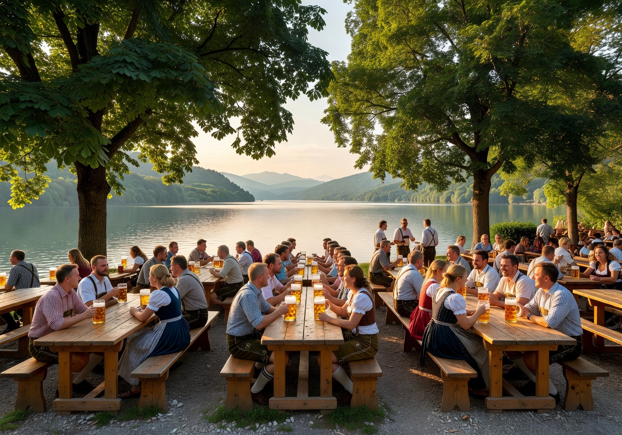 Seehaus im Englischen Garten beer garden with lake view and sunlit outdoor seating in Munich